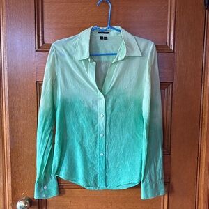 Green Ombre Theory Buttoned Long Sleeved Dress Shirt M